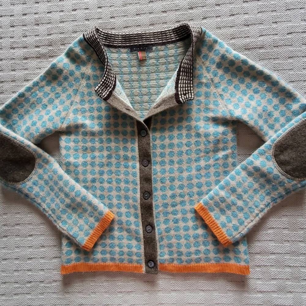 Orla Kiely Y2K Retro Polka Dot Lambswool Angora Cardigan - Picture 4 of 12